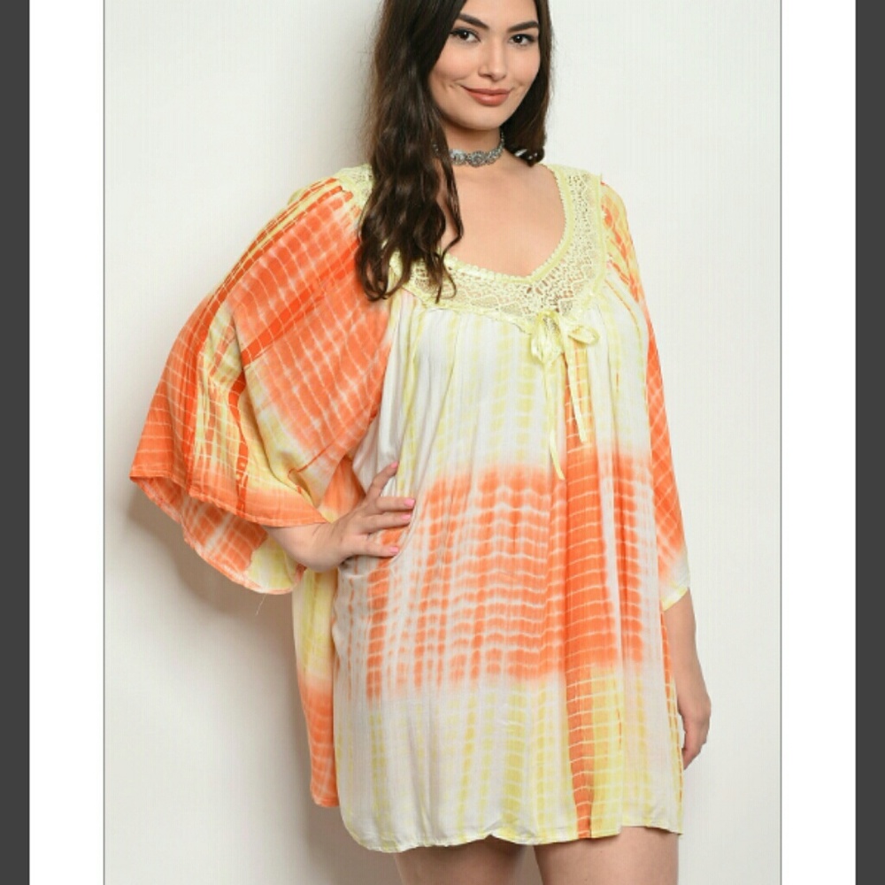 orange tye dye dress or shirt plus size